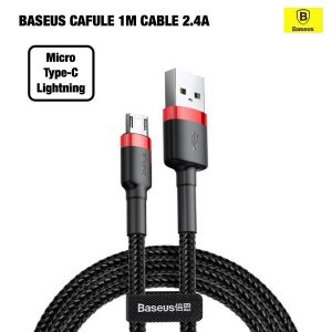 Baseus Caful 1m Cable 2.4a Micro Type-C Lightning - alibuy.lk
