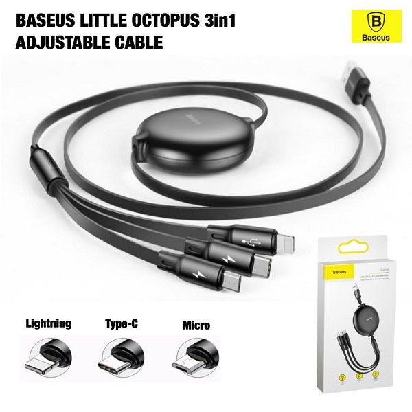 Baseus Little Octopus 3in1 Adjustable Cable - alibuy.lk