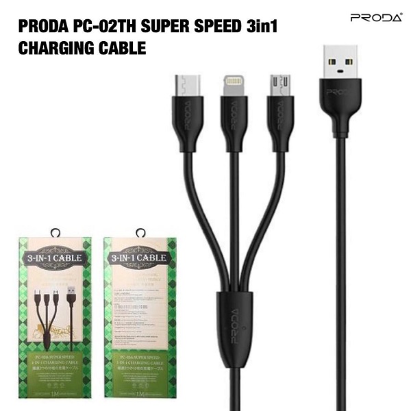 Proda Pc-02th Super Speed 3in1 Charging Cable - alibuy.lk