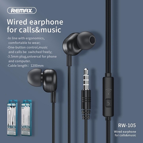 Remax Rw-105 Wired Earphone For Call & Music - alibuy.lk
