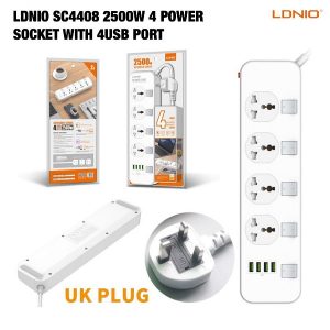 LDNIO SC4408 2500W 4 Power Socket with 4USB Port - alibuy.lk