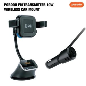 Porodo FM Transmitter 10W Wireless Car Mount - alibuy.lk